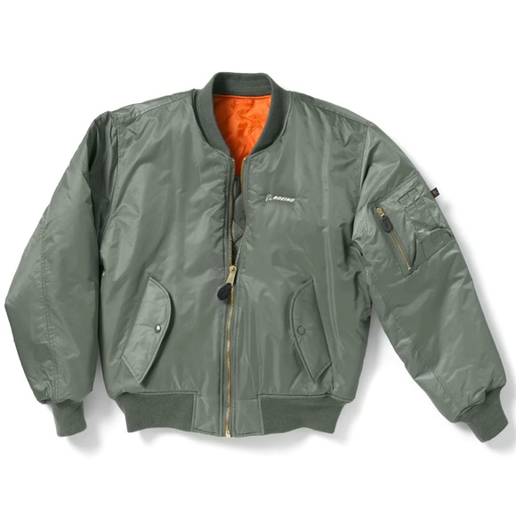 boeing Other - Vintage Boeing MA-1 Flight Bomber Jacket Reversible Puffer Army Green + Orange